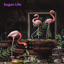 Sugan Life Pink Flamingo Cute Animal Shape Resin Ornament Home Garden Decoration Living Room Decoration Free shipping 2024 - buy cheap