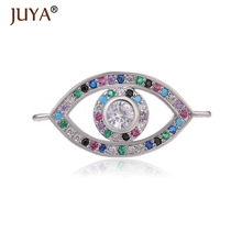 Juya Luxury Jewelry Making Supplies 3 Types Copper Zirconia Evil Eye Charm Connectors For Jewellery Making Accessories 2024 - buy cheap