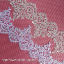 Delicate 3Yards 11.5cm Sequins Ivory, White Fabric Flower Venise Venice Lace Trim Applique Sewing Craft for Wedding Dec. LW0039 2024 - buy cheap