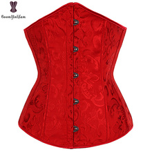 Sexy Red Jacquard Corset Underbust Women Outwear Corsets Solid Boned Bustier Busk Closure Korset Gstring Waist Slimming Corselet 2024 - buy cheap