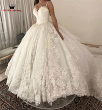 Vestido de boda de lujo hecho a medida, de princesa, tren grande, novia tul encaje, flores, cristal, foto 2021 Real, WH07 2024 - compra barato