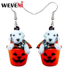 WEVENI Acrylic Cute Halloween Labrador Retriever Dog Earrings Drop Dangle Trendy Animal Original Jewelry For Women Girls Gift 2024 - buy cheap