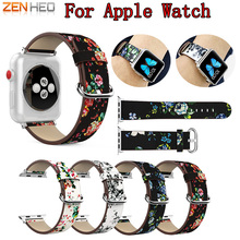 National Floral Colorful Leather Watch Band for Apple Watch 38mm 42mm Series 1 Series 2 Series 3 Strap Wrist Watch Bracelet 2024 - buy cheap