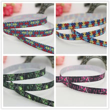 DHK 3/8'' Free Shipping Autism Awareness Camo Tree Printed Grosgrain Ribbon Material  Headwear Decoration Craft Sewing 9mm S686 2024 - buy cheap