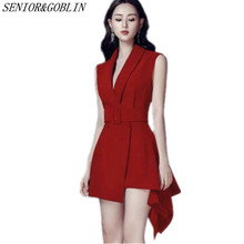 New 2019 Summer Women Vest Dress Elegant Women Sexy Notched Neck Sleeveless Irregular Mini Office Work Dress Party Vestidos 2024 - buy cheap