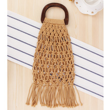 New Net Handbags Half Moon Rattan Handle totes bag Travel Tassel Tote Bohemian Beach Bag Women Hollow Out Knitting Straw Bags 2024 - buy cheap