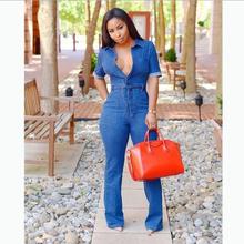 Casual Denim Romper and Jumpsuits for Women One Piece Body Mujer Jean Jumpsuits with Sashes Summer Blue Overalls Plus Size LJ789 2024 - buy cheap