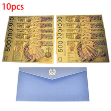 A moeda de polónia da nota de bill da folha de ouro de 10 pces 24k projetou colorido 500 pln para o presente da lembrança do banco 2024 - compre barato