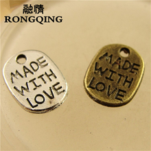 RONGQING 100pcs/lot 11*8MM made with love Charms handmade Craft pendant making fit DIY for bracelet necklace 2024 - buy cheap