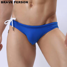 BRAVE PERSON-Bikini de nailon sólido para hombre, bragas de playa, calzoncillos sexys de tiro bajo, 8 colores, B1156 2024 - compra barato