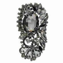 Beautiful Crystal Brooch Black Rhinestone Crystal Flower Bouquet Drop Pendant Brooch Pins 6300 2024 - buy cheap