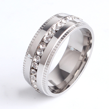 8mm silver color gear Single row crystal 316L Stainless Steel rings for women men wholesale 2024 - buy cheap
