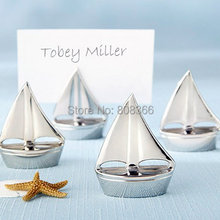 (50 Pieces/lot) Beach Themed Wedding favor "Shining Sails" Silver Place Card Holders and Wedding and Party decoration gift 2024 - buy cheap