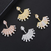 GODKI Luxury Geometry Stud Earrings Shiny Multicolor Cubic Zircon Women Wedding Dubai Indian Earring pendientes mujer moda 2019 2024 - buy cheap