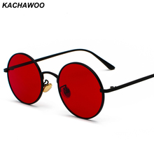 Kachawoo wholesale 6pcs women sunglasses with red lenses round metal vintage retro glasses sun for men unisex birthday gifts 2024 - buy cheap