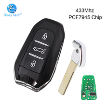 OkeyTech 3 Buttons 433Mhz 7945 Chip Smart Card Key Remote Control HU83 Blade With Emergency Blade for Peugeot 308 508 Citroen C4 2024 - buy cheap