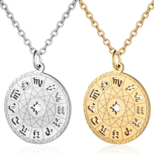 Small Round 12 Constellations Pendant & Chain For Women Girl Gold Color Stainless Steel Zodiac Sign Necklace Fashion Jewelry 2024 - buy cheap