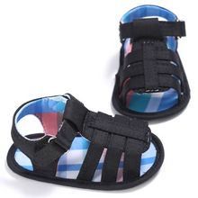 Fashion Baby Boy Summer Plaid Sandals Black White Gray Infant Toddler Boys Soft Sole Anti Slip Crib Shoes Sandals 0-18Months 2024 - buy cheap