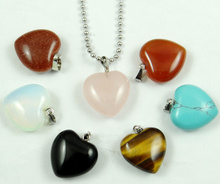 Natural Stone tiger eye Quartz Crystal Opal  heart Pendant Stainless steel Chains Necklace Women Fashion Jewelry making 20mm 1PC 2024 - buy cheap