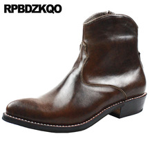 Fornido Botas Talla Extra Dedo Punteado Marrón Cremallera Piel De Granos Vendimia 2018 Otoño Tobillo Diseñador Zapatos Los Hombres Alta Calidad Cómodo Cima Mas Moda Corto Masculino Calzado 2024 - compra barato