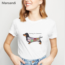 Camiseta estampa anatomia de um salsicha, camiseta feminina, roupas engraçadas, cachorro, amante de verão, camiseta feminina streetwear 2021 2024 - compre barato
