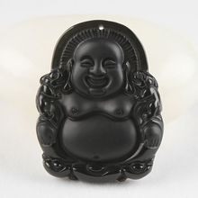 Elaboate Chinese collection black jade Maitreya Buddha pendant 2024 - buy cheap