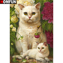 HOMFUN Full Square/Round Drill 5D DIY Diamond Painting "Animal cat" 3D Embroidery Cross Stitch 5D Home Decor A13717 2024 - buy cheap