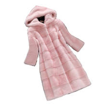 2082628  New Fashion mid-long Faux Fur Overcoat Hooded Coat High Imitation Mink Fur coat Women Winter Clothing 2024 - buy cheap