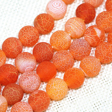 Natural stone orange frosted matte weathered carnelian onyx agat round loose beads 4,6,8,10,12mm women jewelry 15inch B1595 2024 - buy cheap