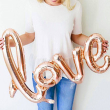 1pc LOVE Letter Foil Balloon Anniversary Wedding Photo Props Background Rose Gold Love Balloons Valentines Party Decoration 2024 - buy cheap