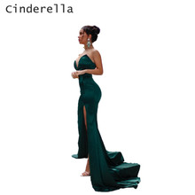 Cinderella Sexy Green Side Slit Mermaid Evening Dresses Hot Sweetheart Sleeveless Zipper Back Trumpet Silk Satin Evening Dresses 2024 - buy cheap