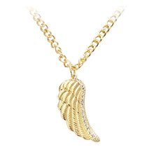 New Fashion Gold Color Female Angel Wings Pendant Necklace Crystal Wings Long Sweater Necklace for Lady Girls 2024 - buy cheap