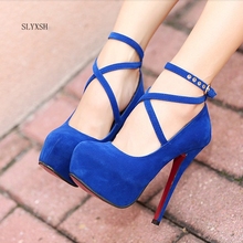 Size 35-40 Super High Thin Heels Shoes Spring Autumn Pumps T-strap Buckle Strap Retro Round Toe Pumps Wedding Shoes Women 2024 - buy cheap