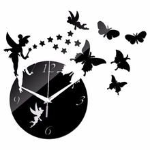 creative coffee pot and cup butterfly quartz large clock mirror wall home decor clocks sticker silver gold black for living room 2024 - buy cheap