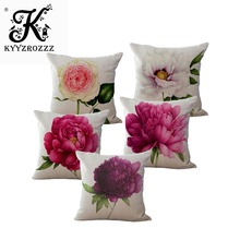 Fashion High Quality Cotton Linen Beautiful Flower Rose Printing Car Decorative Throw Pillow Case Cushion Cover Sofa Home Decor 2024 - buy cheap