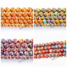 Natural Stone Yellow Mixed Red Orange Lace Malachite Round Loose Beads 16" Strand 6 8 10 12 MM Pick Size For Jewelry Making 2024 - buy cheap