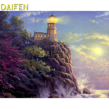 Full Square Diamond embroidery seaside cliff lighthouse  wave DIY 3D Diamond mosaic Full Round Diamond painting Cross stitch 2024 - buy cheap