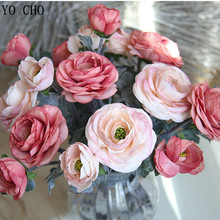 YO CHO 2pcs Artificial Flowers High Quality Silk Fake Flowers Camellia Peony Flower Bouquet For Wedding Home Garden Decor Vivid 2024 - buy cheap