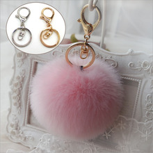 8CM Faux rabbit fur ball keychain Gold silver metal lobster hook Fur Plush Pom Ball Bag Car key chain Pendant Key Ring 2024 - buy cheap