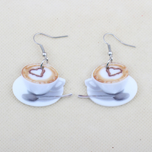 Bonsny coffee heart food earrings colorful new 2014 cute lovely printing acrylic design summer style for girls woman jewelry 2024 - buy cheap