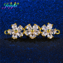 Juya DIY Flower Charms Supplies Handmade Cubic Zirconia Connectors Accessories For Women Bracelets Necklaces Earrings Making 2024 - buy cheap