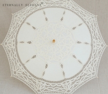 2018 Embroidered Lace Parasol White/Ivory Umbrella Wedding Bridal Decorations Sun Umbrella Free Shipping 002 2024 - buy cheap
