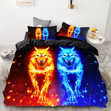 3D Print Bedding Set Custom,Duvet Cover Set King/Europe/USA,Comforter/Quilt/Blanket Cover Set,Animal fire wolf Bedclothes 2024 - buy cheap