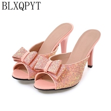 BLXQPYT Size 32-43 women Summer Slippers Style Sandals Fashion Sweet peep toe High Heels 9CM Party Wedding Shoes Woman 9-216 2024 - buy cheap