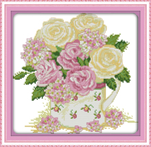 Elegant roses cross stitch kit flower 18ct 14ct 11ct count printed canvas stitching embroidery DIY handmade needlework 2024 - buy cheap