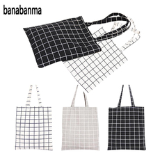 Banabanma женская сумка, Студенческая сумка из хлопка и льна, модная клетчатая сумка-тоут, вместительный тканевый кошелек ZK30 для покупок 2024 - купить недорого