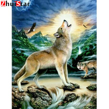 Pintura completa de diamante quadrado 5d bricolagem pintura diamante "animal lobo" bordado de diamante ponto de cruz imitação de mosaico xy1 2024 - compre barato