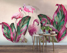 Beibehand-papel de parede decoração para casa, sala de estar, quarto, mural de plantas tropicais, folha de banana, flamingo, plano de fundo, tv, papel de parede 3d 2024 - compre barato