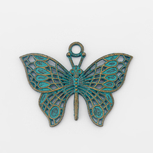 2 uds. De pátina de Bronce Antiguo, colgante de mariposa abierta con forma de Animal para joyería artesanal 2024 - compra barato