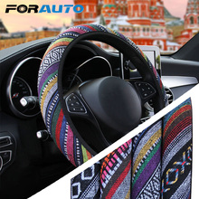 FORAUTO Car Steering Wheel Cover Elastic Car Styling Ethnic Style Linen Universal Car Accessories Car Accessories 2024 - buy cheap